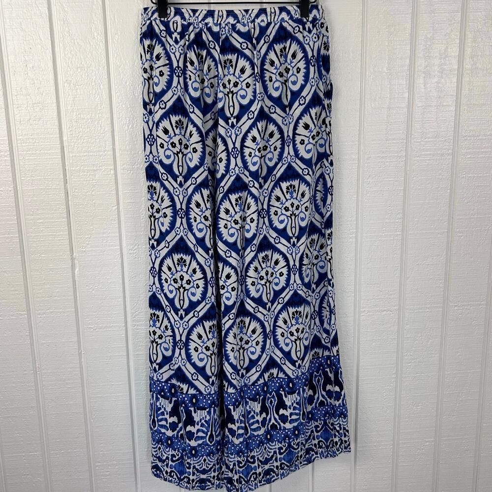 Haute Hippie Blue Boho Wide Leg Pants Drawstring Rayon Beach Womens S - Picture 7 of 9
